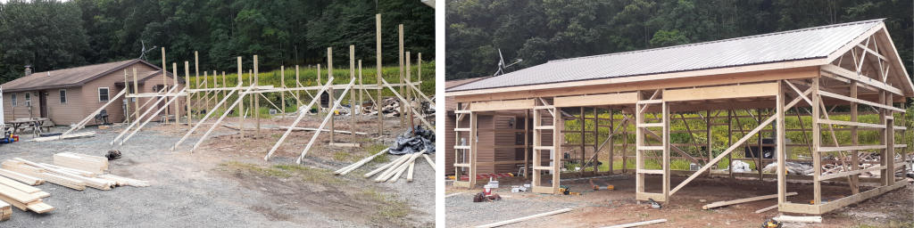 pole barn during construction